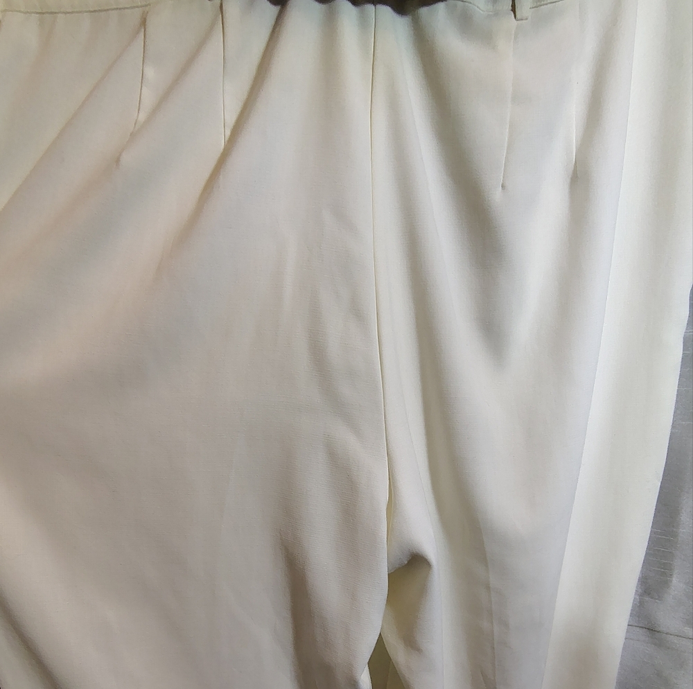 Working Classics Ankle Pants,Women Ivory,Satin Lined, ZipUp,Strght Leg,Pleats,26 - Picture 7 of 7